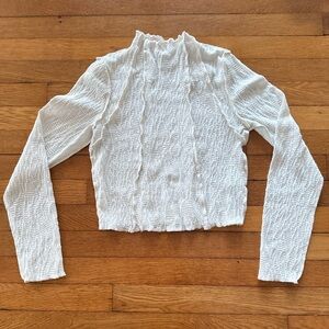Kimchi Blue White Lace Textured Long-Sleeve Crop Top Sz. M